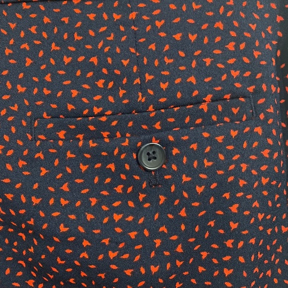 Banana Republic Women Avery Pant Size 4 Navy Red Straight Fit Patterned Mid Rise - Picture 9 of 13